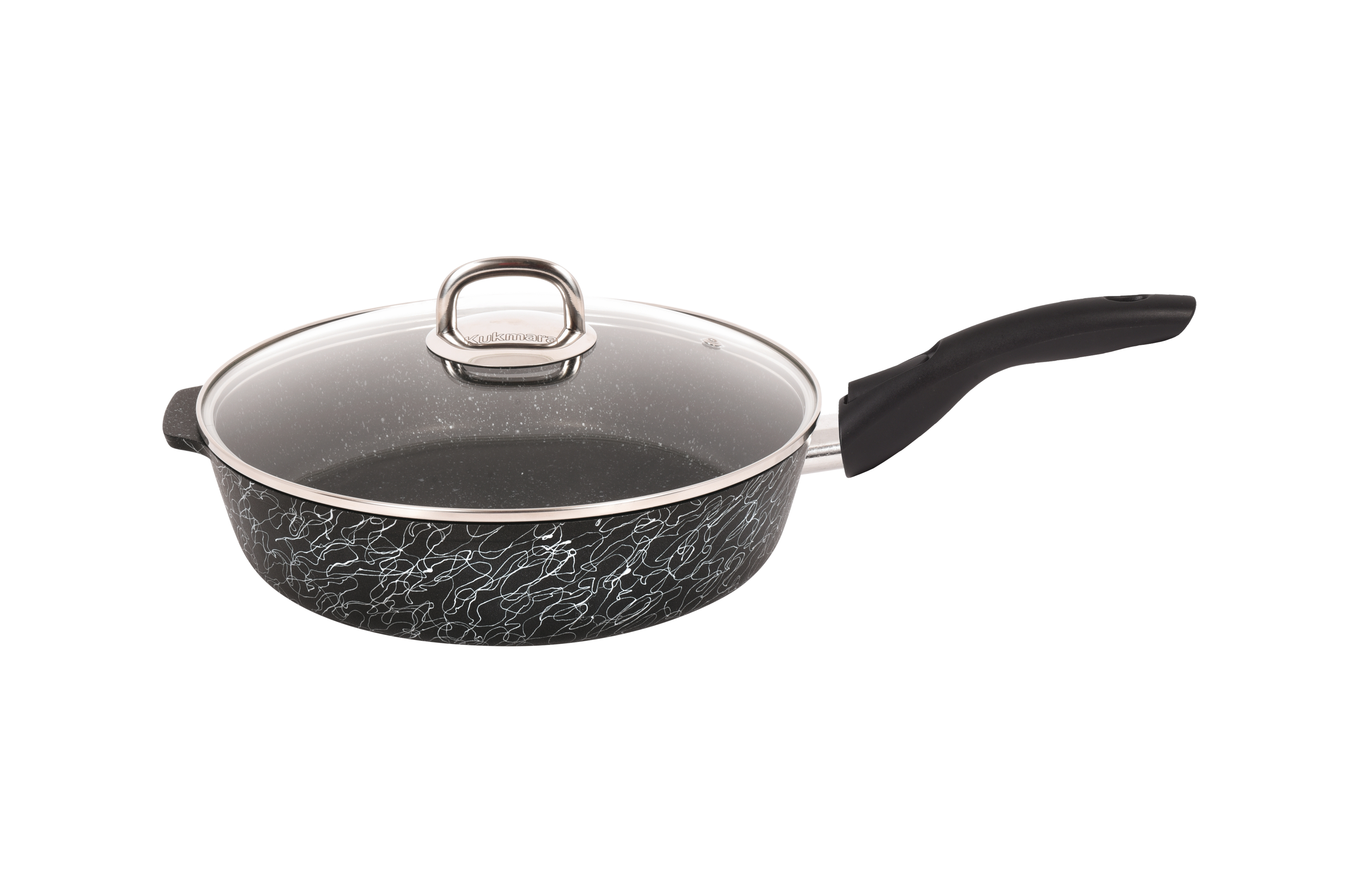 сгчс282а Сковорода 28 см со съёмной ручкой, со стеклянной крышкой Грация (черный серебро) 1 